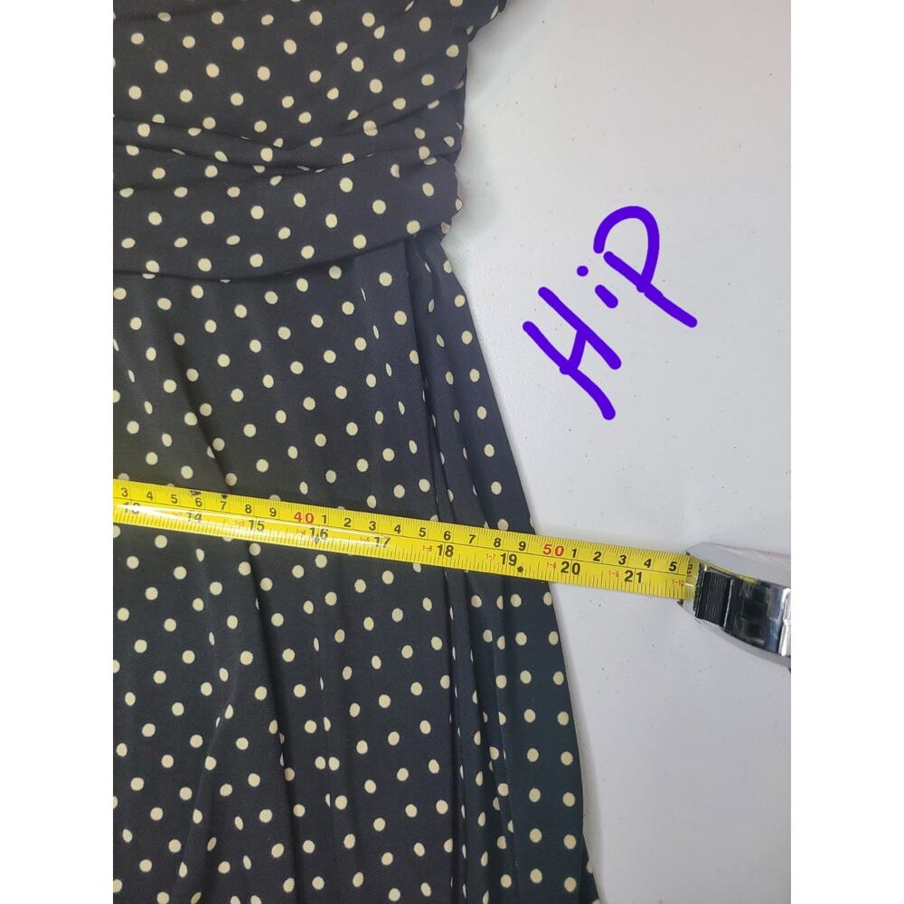 Womens Retro Polka Dot Stretchy Halter Neck Dress Size 14 Vintage 90s Y2K Sleek - Picture 10 of 11